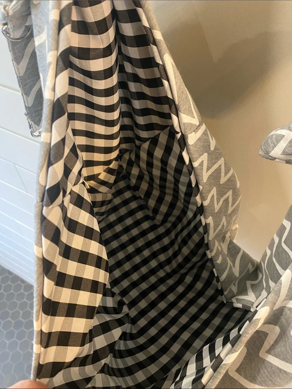 Gray Chevron Sling Bag for small animal pet.